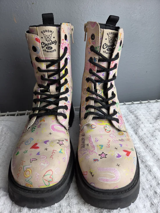 Zara Pink Kuromi Graphic Combat Boots - Picture 3 of 7